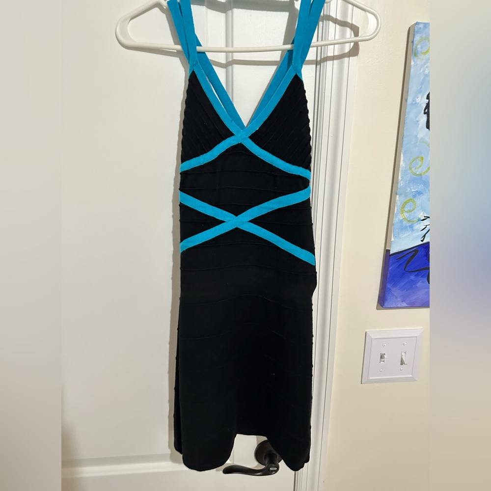 BEBE Teal/Turquoise and Black Dress